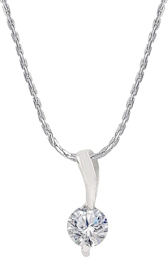 Single diamond necklace silver on sale