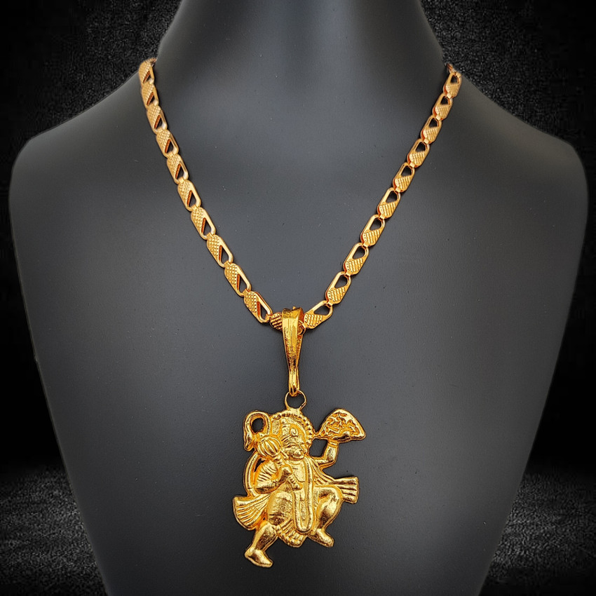 D D FASHION BUY 1 GET 5 FREE HanumanJi chain pandent locket for Mens and Boys. Gold plated Alloy Pendant Set