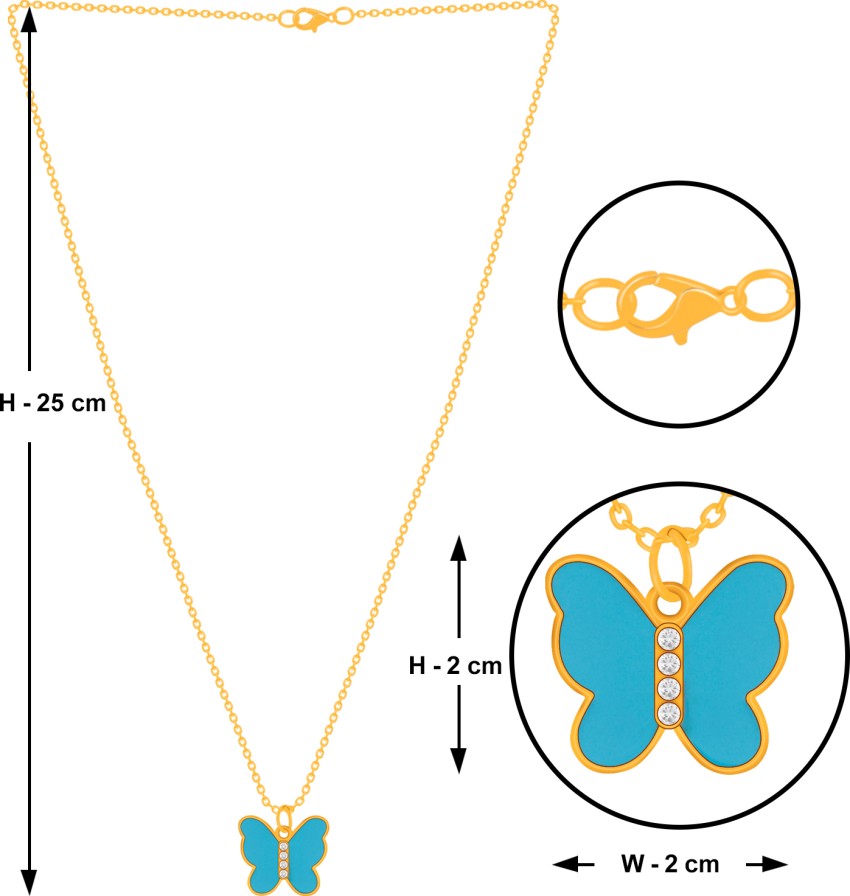 SILVER SHINE Stylish Gold Chain Plated Butterfly Pendant Necklace