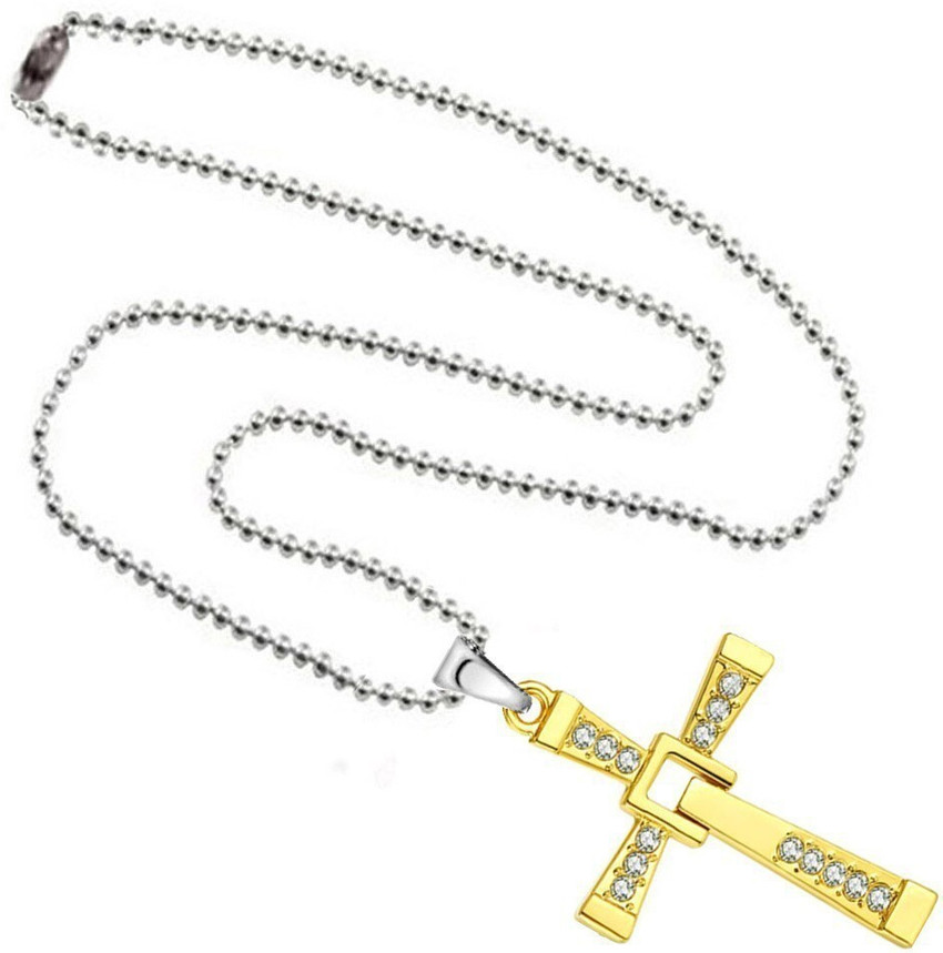 M Men Style The Fast And The Furious Dominic Toretto 18K Gold Crystal Jesus Cross Necklaces Men Jewelry Gold plated Alloy Price in India Buy M Men Style The Fast And The