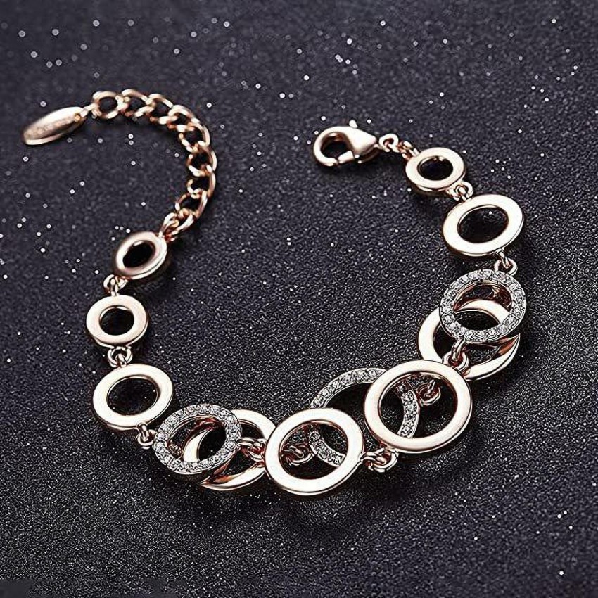 Stainless Steel Rose Gold Flower Link Chain Bracelet For Women  ZIVOM