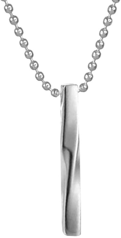 Stylish Silver- Black 3d Vertical Bar Cuboid Stick Locket Pendant Necklace  Silver, Rhodium Alloy Locket Set