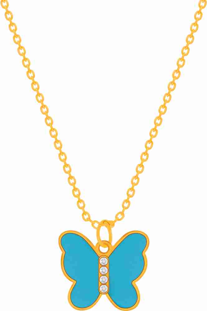 SILVER SHINE Stylish Gold Chain Plated Butterfly Pendant Necklace