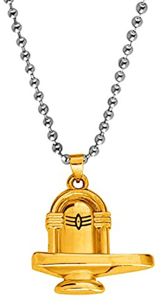 AFH Lord Shiva Lingam Shivling Gold Religious Pendent For Men And