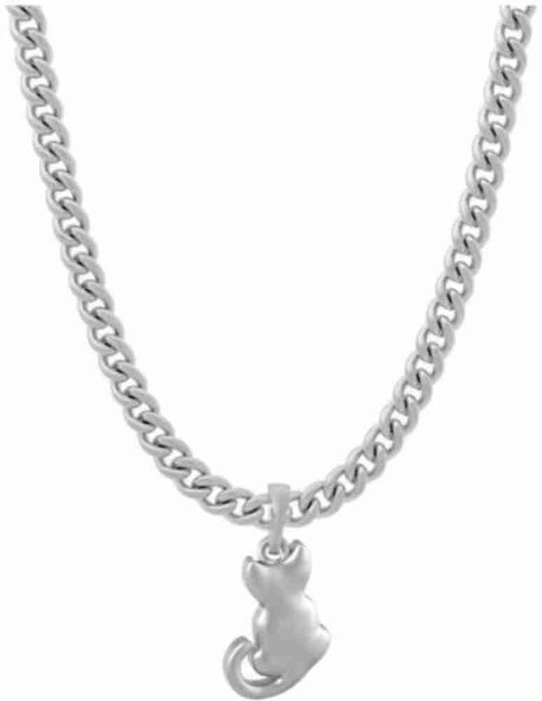 Akshat Sapphire Sterling Silver (92.5% purity) Stylish and Fashionable Fish  Chain Pendant (Pendant with Figaro Chain-22 inches) for Men & Women Pure