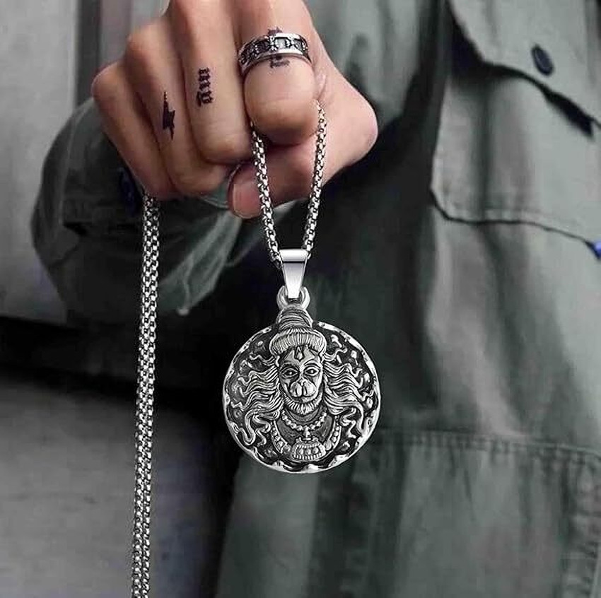 Silver chain with hanuman pendant deals