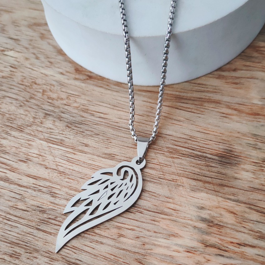 Angel wing locket necklace silver shops