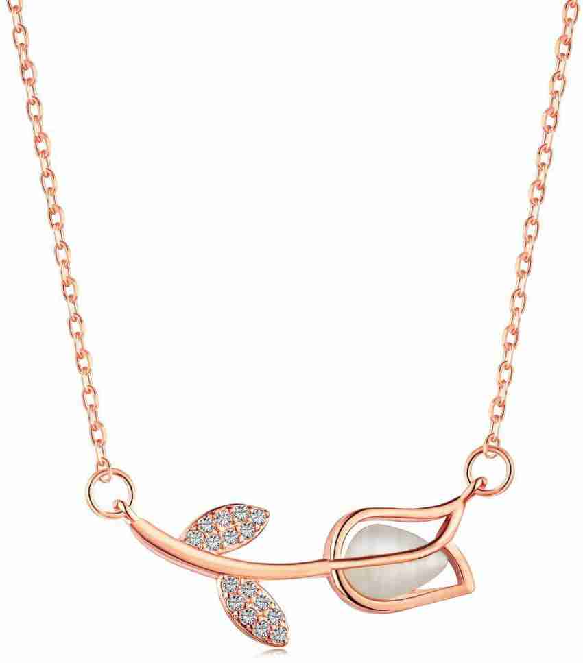 Palmonas Rose Gold Plated Twinkle Necklace For Women (Rose Gold, OS)