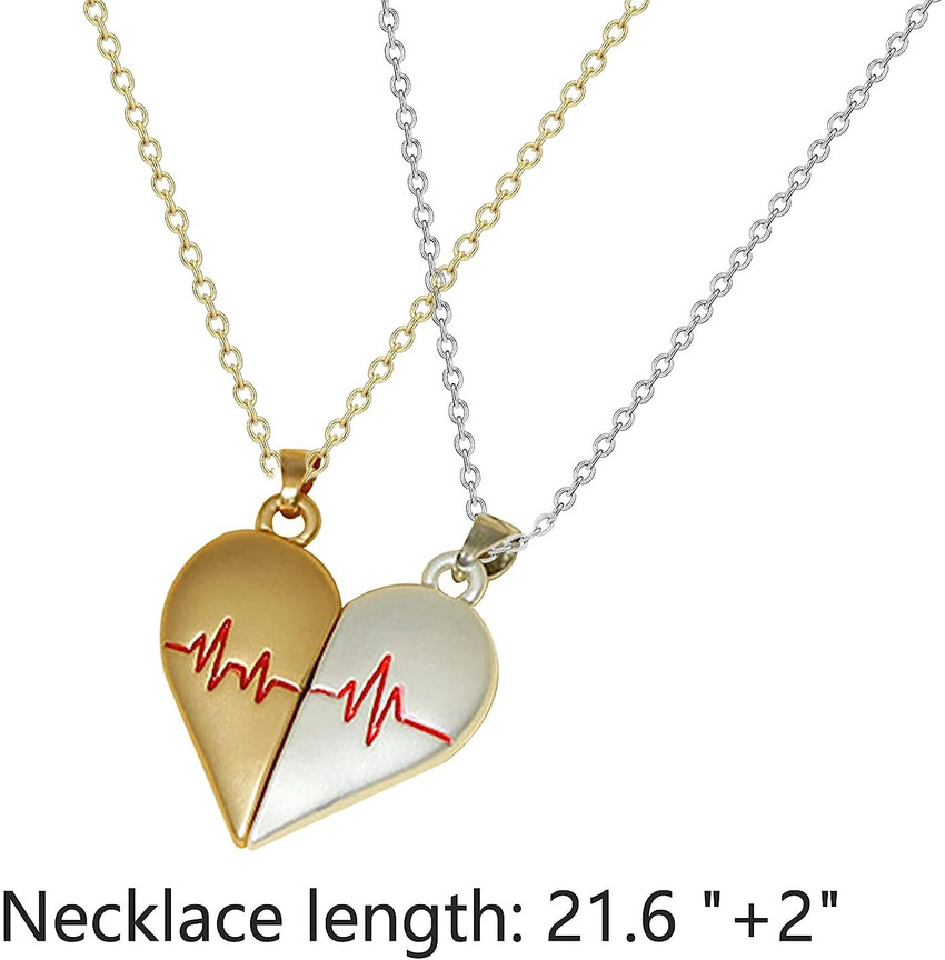 zebisco Necklace for Heartbeat Half Heart Couple Pendant Gifts for