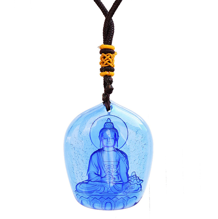 ROYAL DESIGN Gift Lord Buddha Crystal Transparent Blue Colour