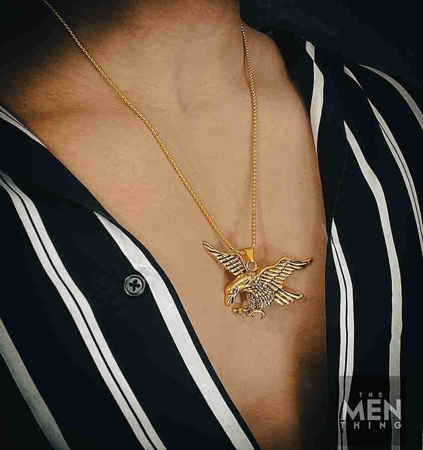 THE MEN THING Eagle Gold Pendant with 24inch Chain European Style Chain Pendant for Men Stainless Steel Pendant Price in India Buy THE MEN THING Eagle Gold Pendant with