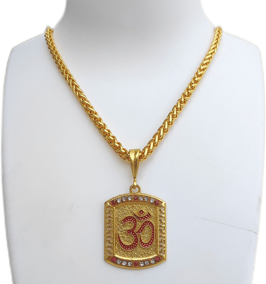 D D FASHION Om pandal Locket with Chain for mens and boys Gold
