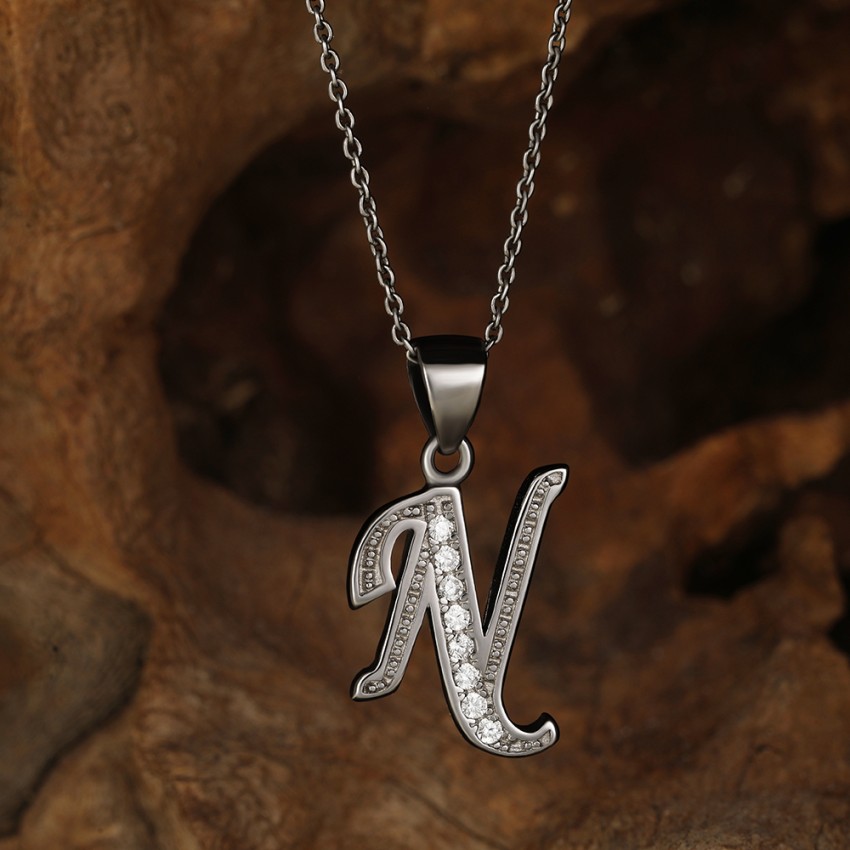 Sterling Silver Personalised Heart & Initial N Pendant – Bijou Jewellery