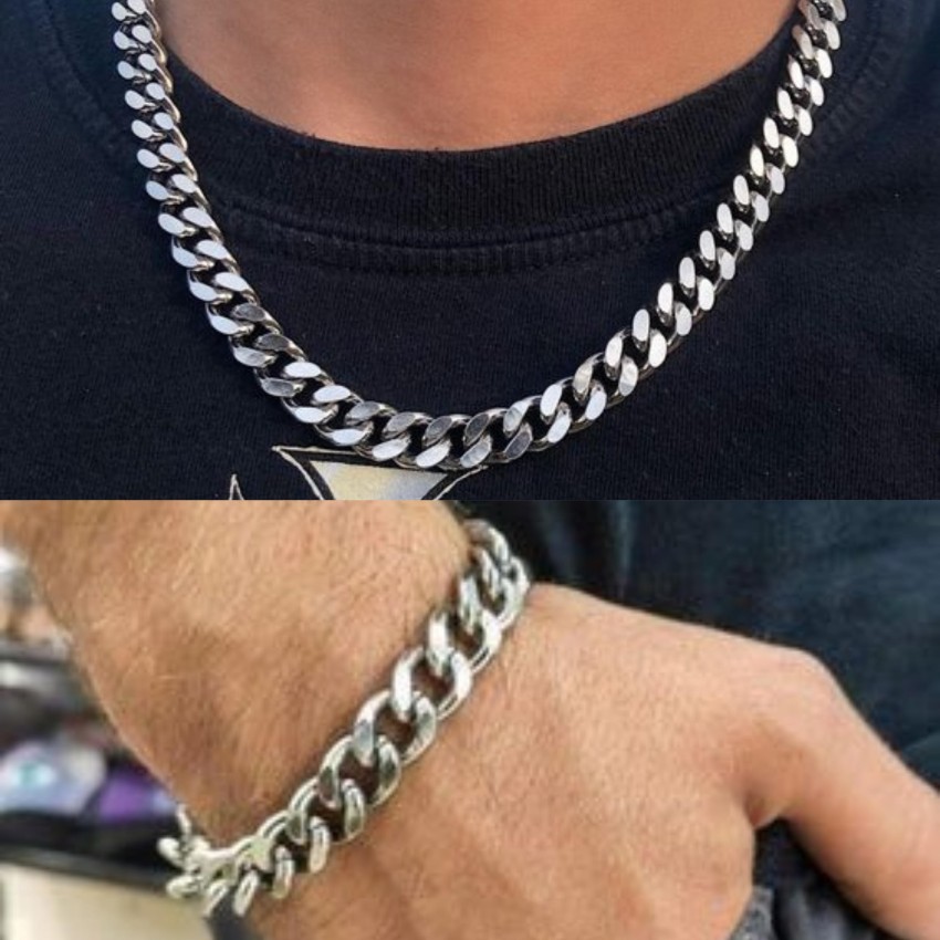 Silver links chain bracelet for men, flat chain, groomsmen gift, gift for