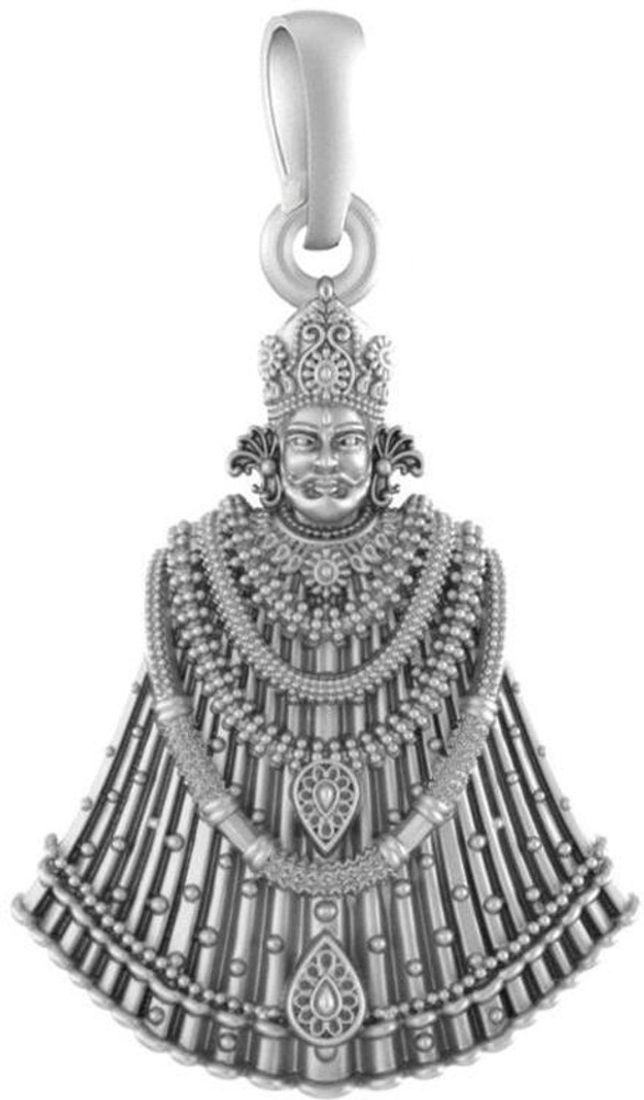 Akshat Sapphire Sterling Silver 92.5 Purity Baba Khatu Shyam Big Size Pendant for Men Women Sterling Silver Pendant