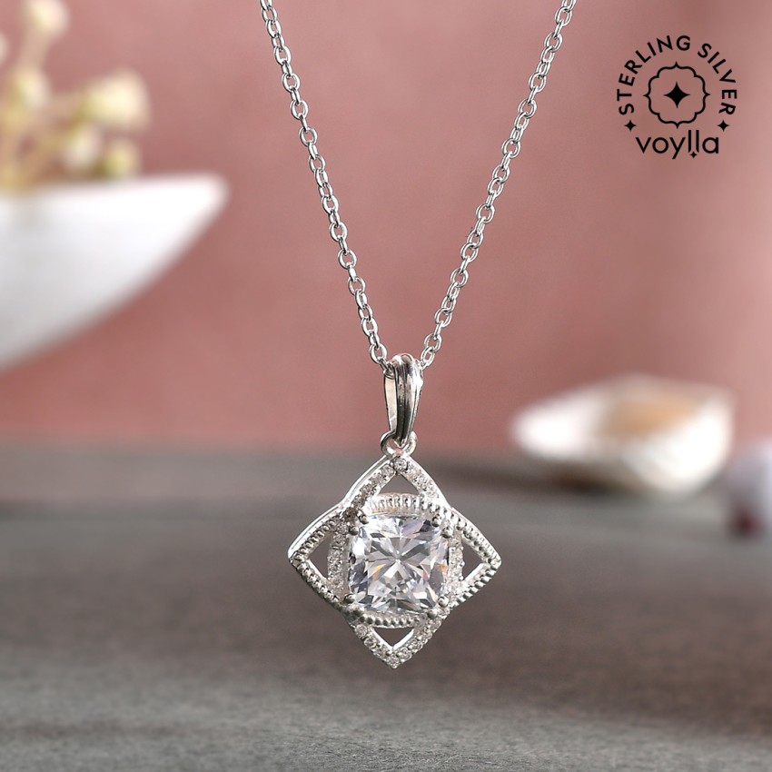 Cz Elegance Leaf Shaped Silver Necklace Set – VOYLLA