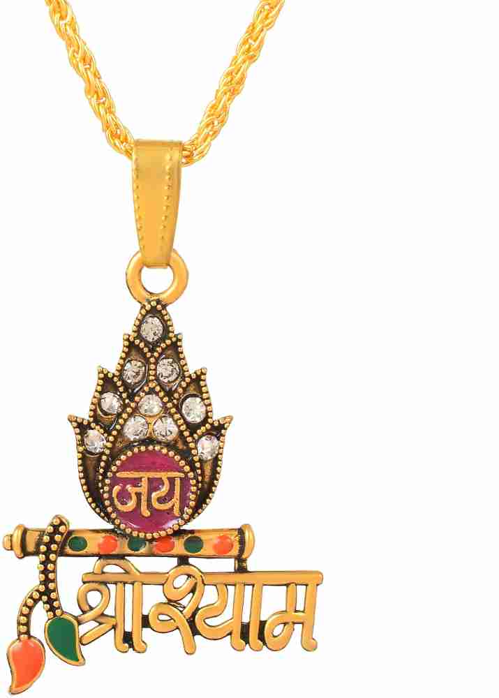 Morir Micron Gold Plated Brass Khatu Shyam Ji Shyam Baba Chain Necklace Gold-plated Brass Pendant