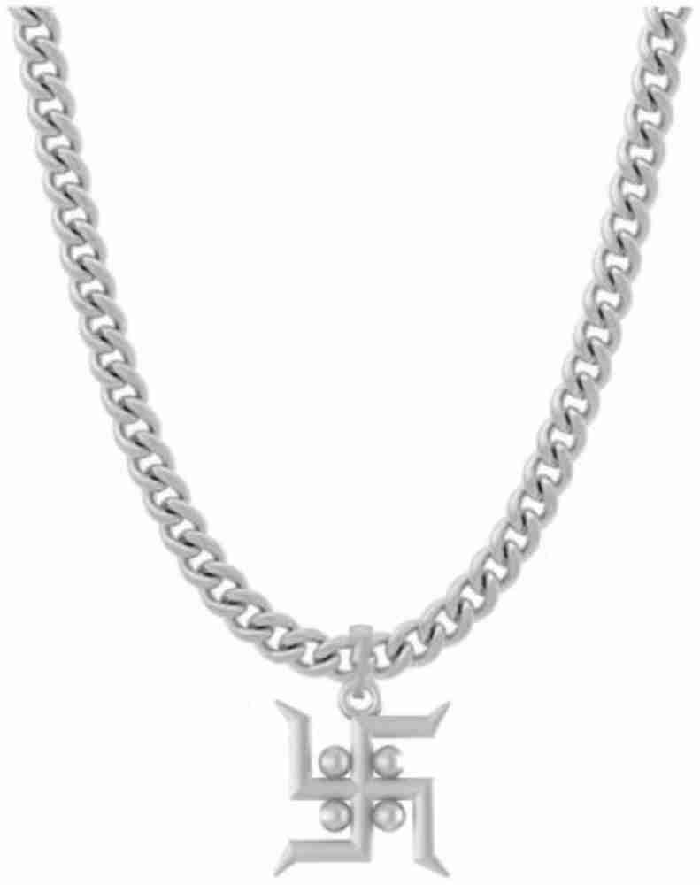 Akshat Sapphire Sterling Silver (92.5% purity) Stylish and Fashionable Fish  Chain Pendant (Pendant with Figaro Chain-22 inches) for Men & Women Pure