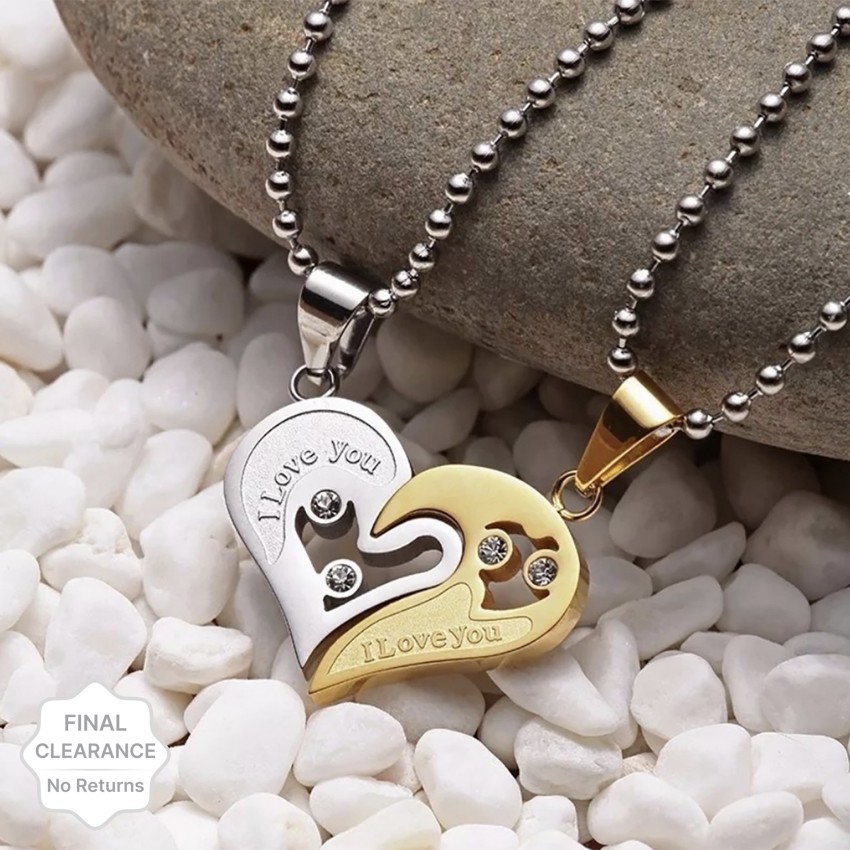 Devora Couple Special Dual Heart love Pendant Chain for lovers