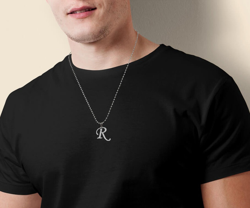 De Ultimate Silver Name English Alphabet R Letter Locket Pendant