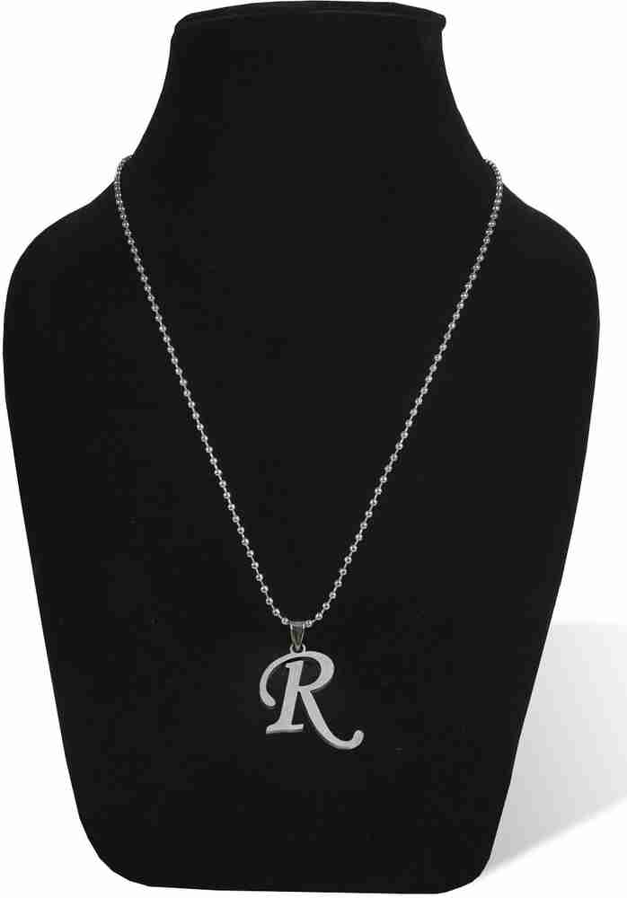 Uniqon Silver Name English Alphabet R Letter Locket Pendant