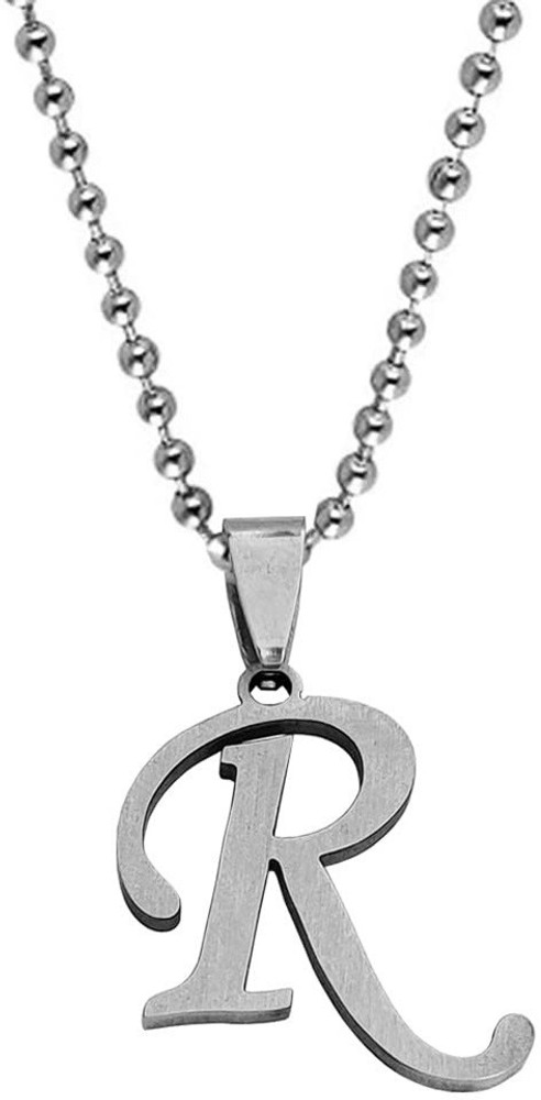 De Ultimate Silver Name English Alphabet R Letter Locket Pendant