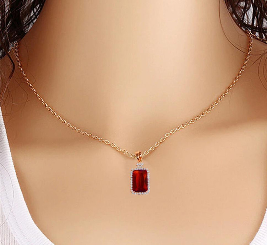 Stylewell AD Nug Studed I Love You Rose Gold Ractangle Red Emerald Diamond Pendant Locket Stainless Steel Locket Set Price in India Buy Stylewell AD Nug Studed I Love You Rose Gold Ractangle