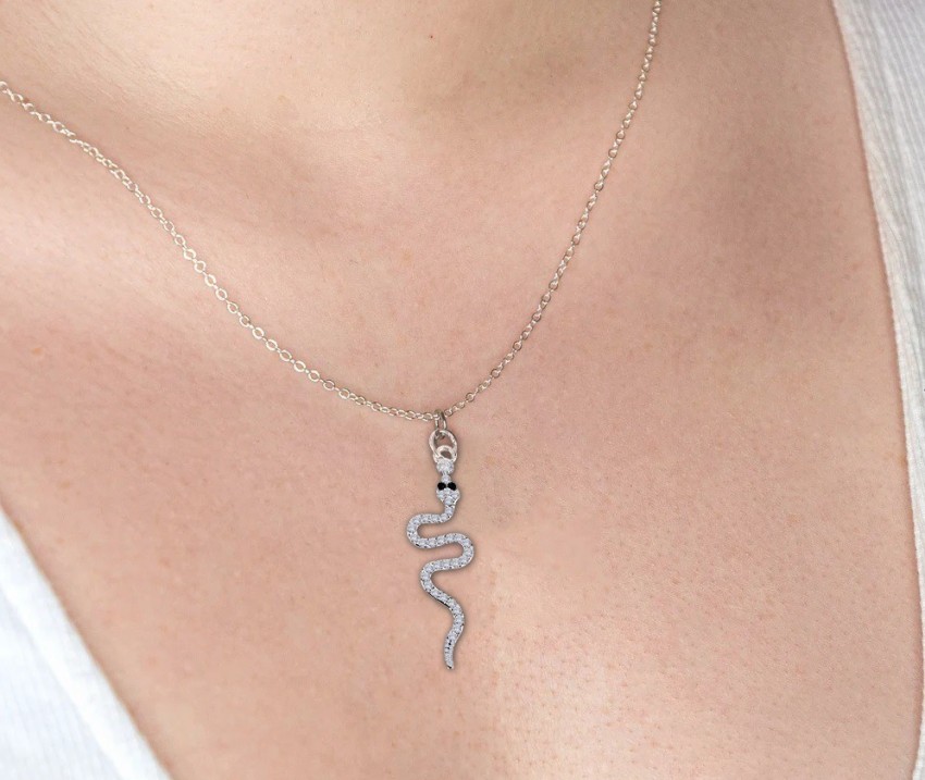 8*80 Snake Necklace, Snake offers Jewelry, Silver Snake Pendant, Serpent Necklace