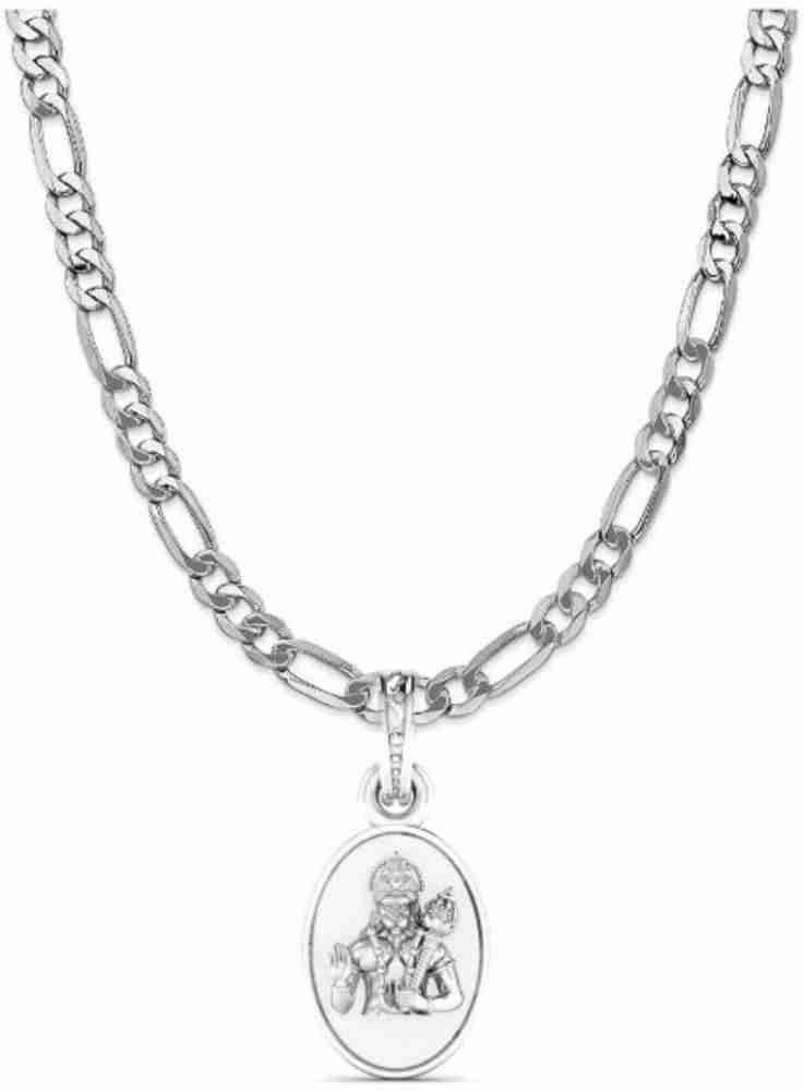 Akshat Sapphire Sterling Silver (92.5% purity) Stylish and Fashionable Fish  Chain Pendant (Pendant with Figaro Chain-22 inches) for Men & Women Pure