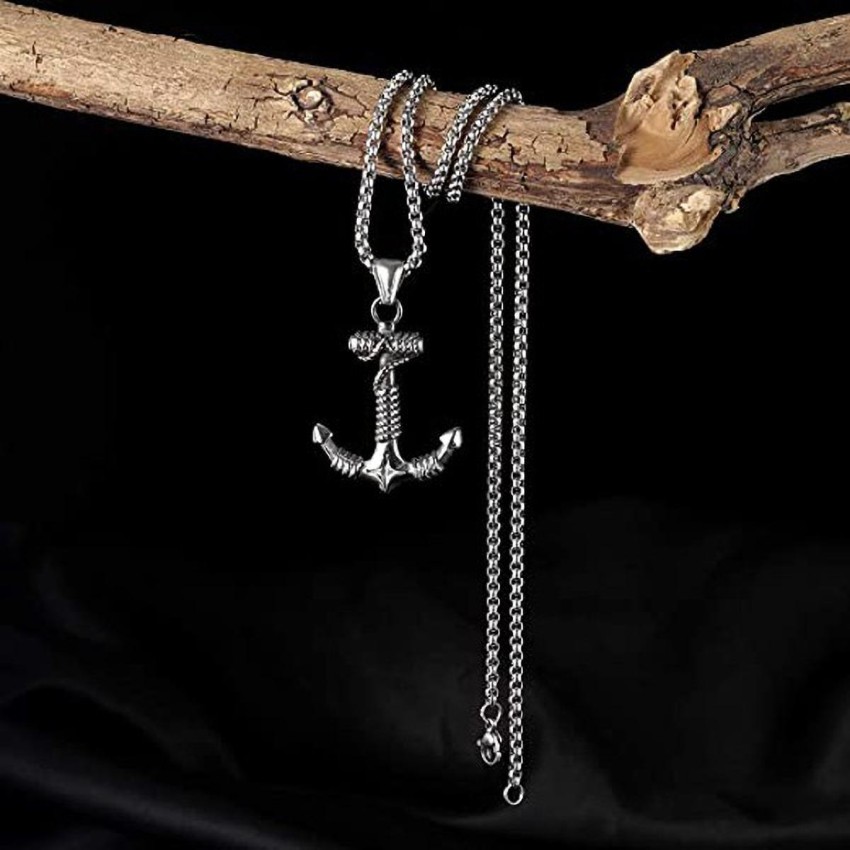 ANRICH Navy Sailor Rope Anchor Hook Pendant, Boat Anchor Locket/Pendant Men  And Boys Silver Stainless