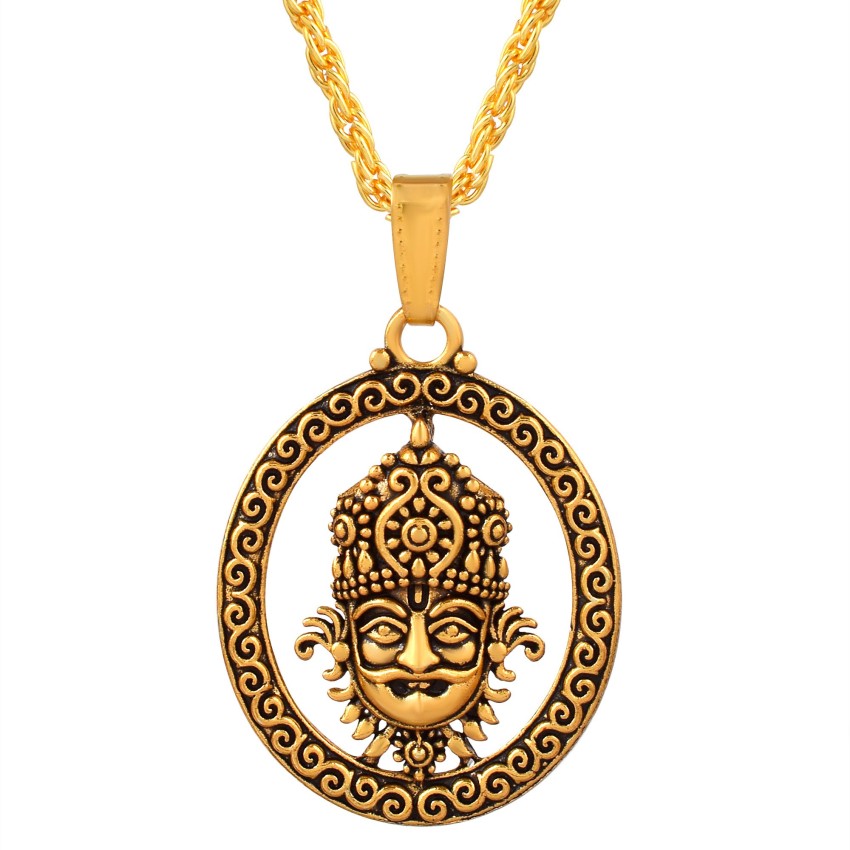 Morir Micron Gold Plated Brass Khatu Shyam Ji Shyam Baba Chain Necklace Gold-plated Brass Pendant