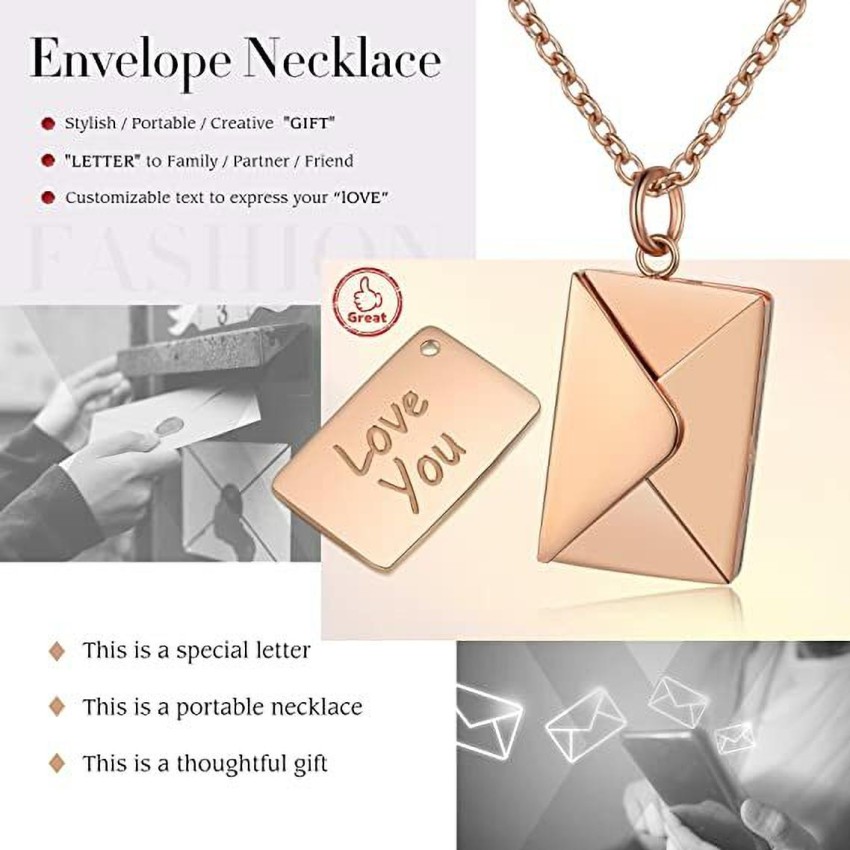 1pc Creative Envelope Shaped Chain Necklace With I Love You Heart Pendant  For Women, S925 Sterling Silver, Sweater Chain, Birthday/mother's Day Gift,  Gold Color | SHEIN EUQS