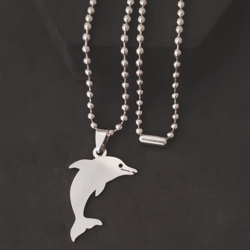 Buy Mans Necklace, Silver Fish Hook Pendant on Thick Stainless Steel Wheat  Chain Online in India 