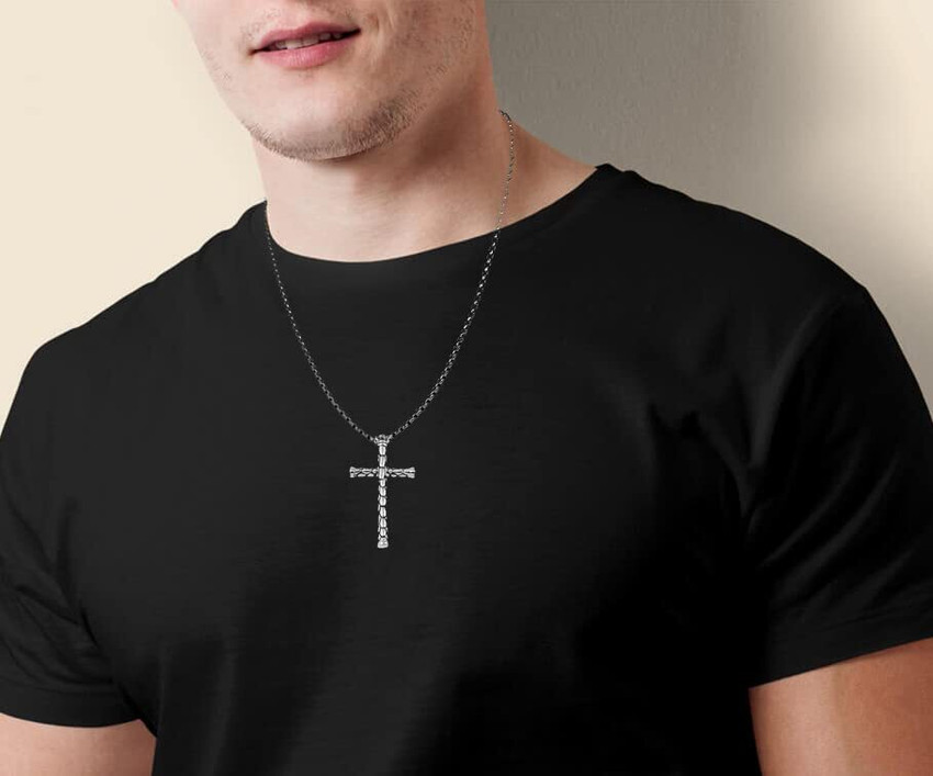 zebisco Silver Jesus Cross Black Nail Cross Locket for Classic