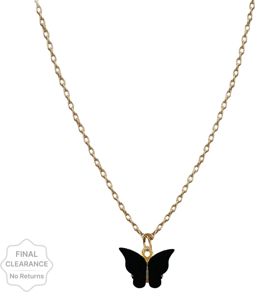 Gold necklace deals black pendant