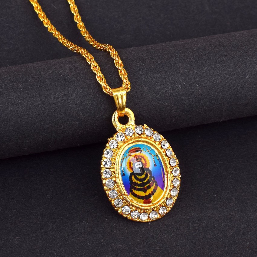 Morir Micron Gold Plated Brass Khatu Shyam Ji Shyam Baba Chain Necklace Gold-plated Brass Pendant