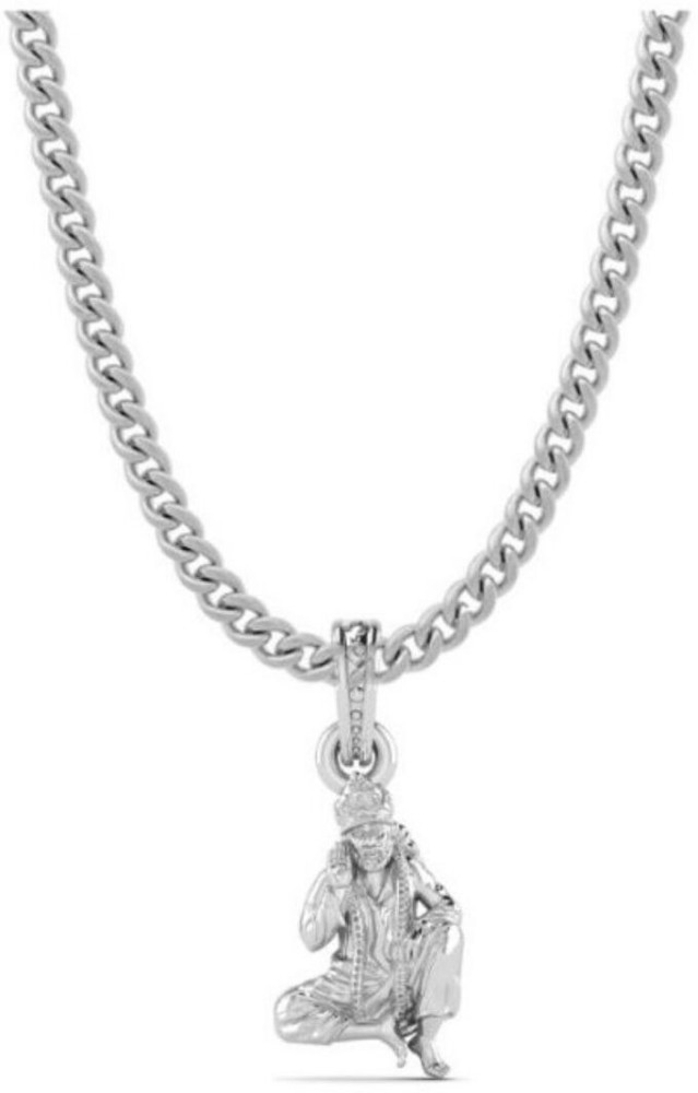 Akshat Sapphire Sterling Silver (92.5% purity) Stylish and Fashionable Fish  Chain Pendant (Pendant with Figaro Chain-22 inches) for Men & Women Pure