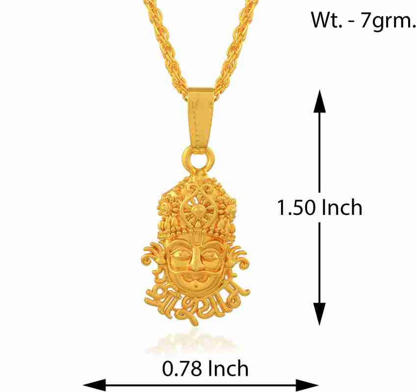 Morir Micron Gold Plated Brass Khatu Shyam Ji Shyam Baba Chain Necklace Gold-plated Brass Pendant