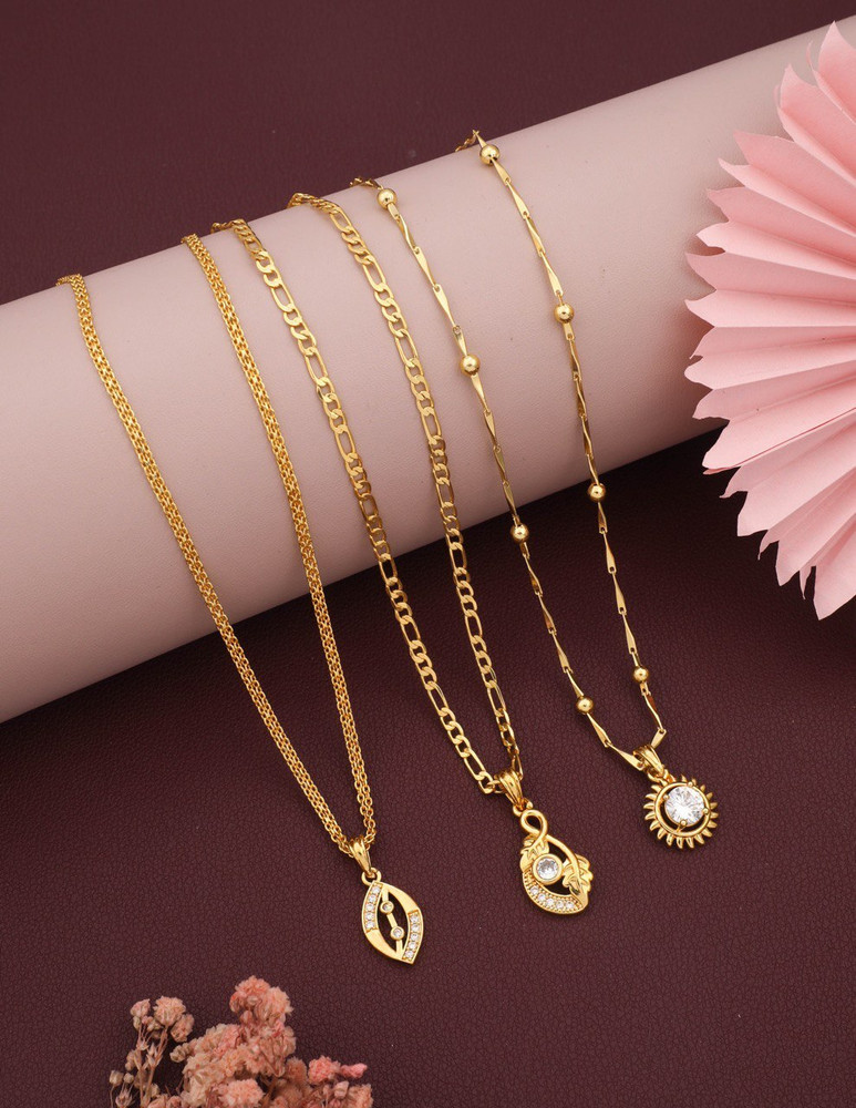 Dekasi Cubic Zirconia Gold plated Plated Brass Chain Price in