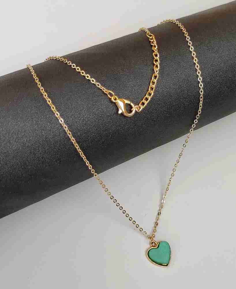 Anna Stella Stylish Gold Chain Plated Green Heart Pendant Necklace for  Women and Girls Metal Pendant Price in India - Buy Anna Stella Stylish Gold  Chain Plated Green Heart Pendant Necklace for