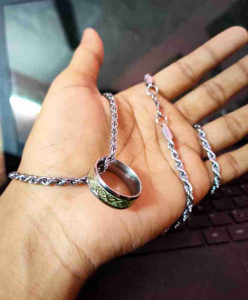 KRISHTY FASHION ROPE CHAIN WITH RADIUM RING PENDANT FOR MEN WOMEN