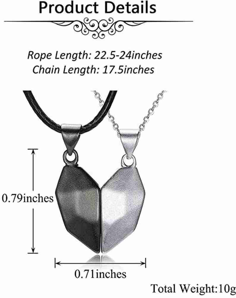 Men's 2pcs/set Couple Magnetic Heart Charm Necklace, For Jewelry Gift And  Party