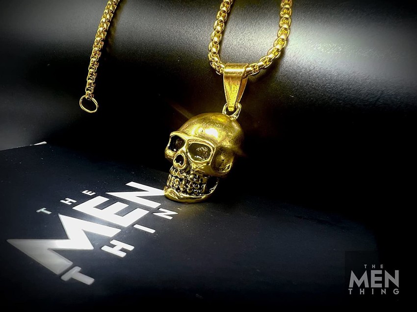 Mens gold skull deals pendant