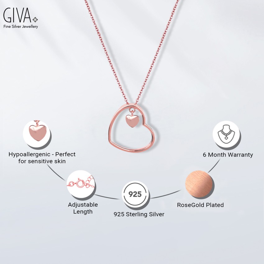 Buy Anushka Sharma Rose Gold Love Heart Pendant with Link Chain