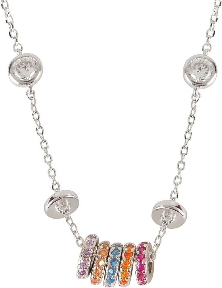 retail therapy 925 Sterling Silver Necklace for Women multicolor