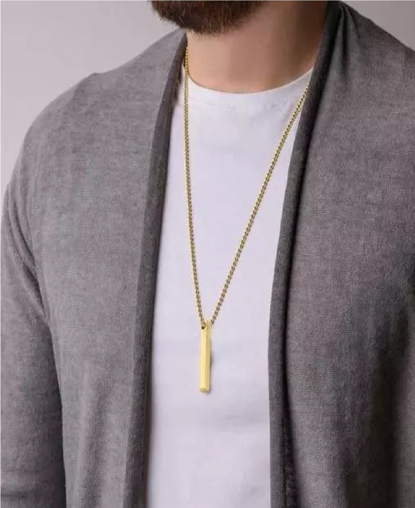 Mens gold cheap bar necklace