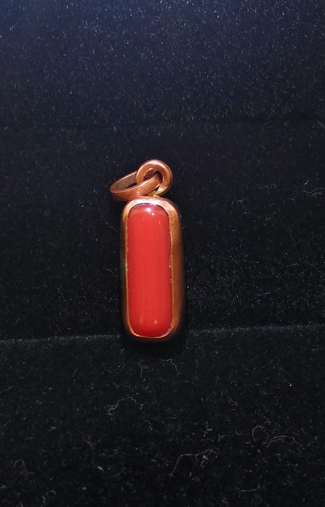Astrosale Red Coral Locket Capsule Munga Silver Coral Stone