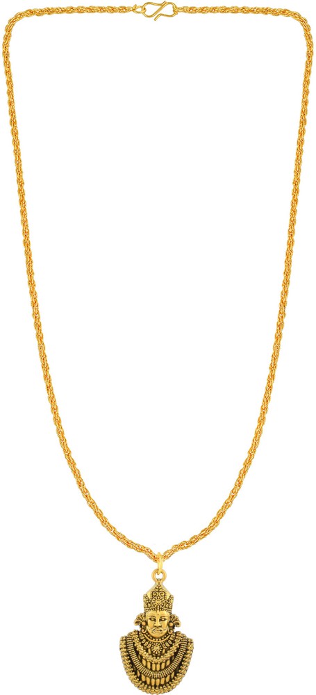 Morir Micron Gold Plated Brass Khatu Shyam Ji Shyam Baba Chain Necklace Gold-plated Brass Pendant