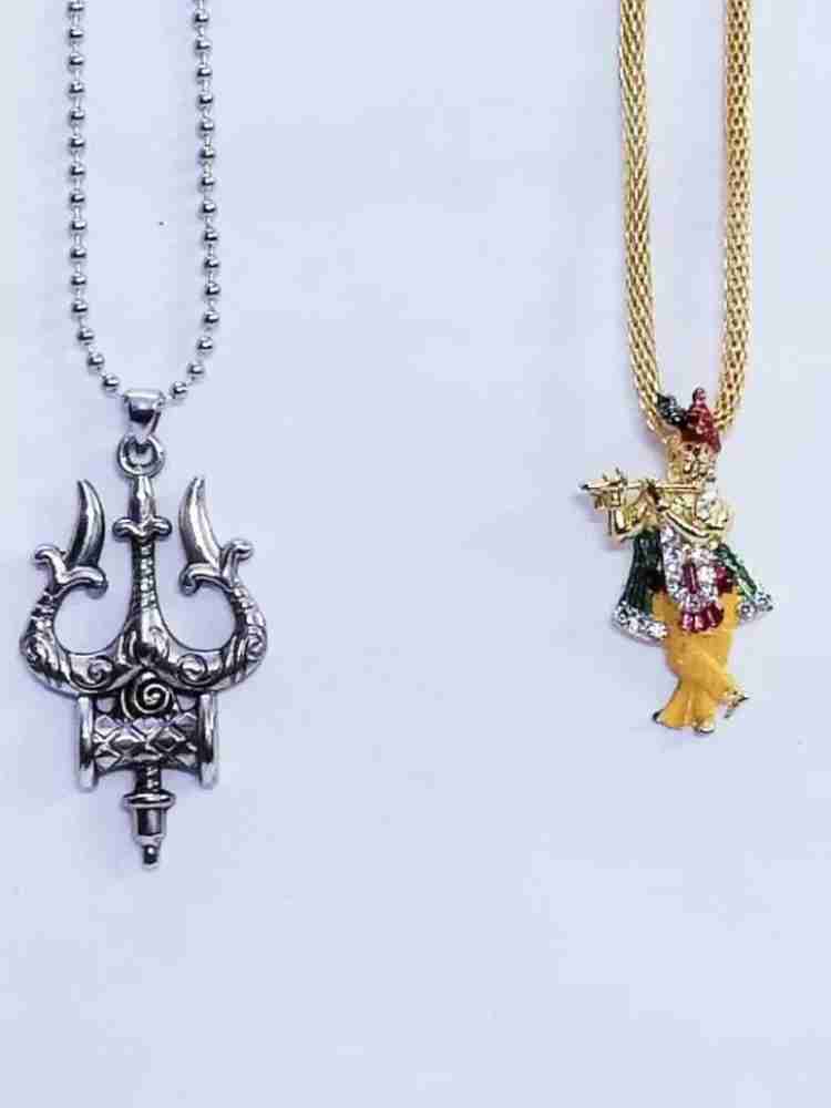 Trishul damru clearance silver pendant