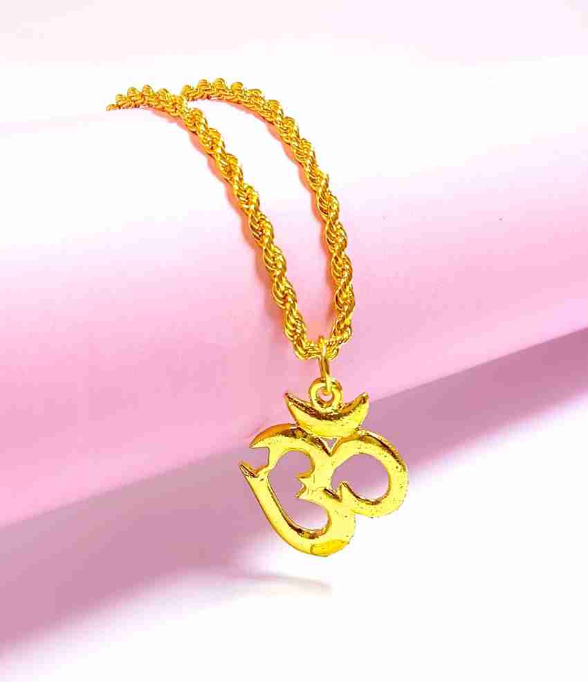 VRIDAANN Shiv ji Gold Om Pendant Om Bhole Name Locket With Golden Chain Gold plated Brass Locket Set Price in India Buy VRIDAANN Shiv ji Gold Om Pendant Om Bhole Name Locket